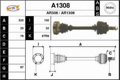 SNRA A1308 - Приводний вал autocars.com.ua