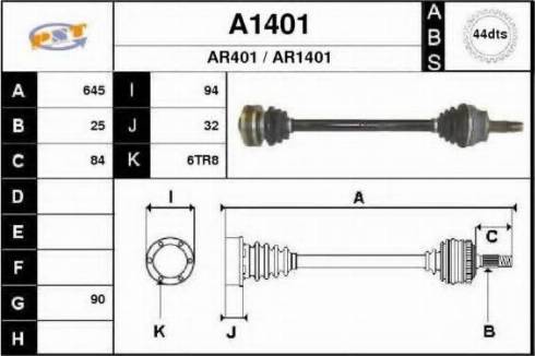 SNRA A1401 - Приводний вал autocars.com.ua