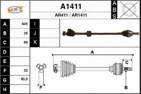 SNRA A1411 - Приводной вал avtokuzovplus.com.ua