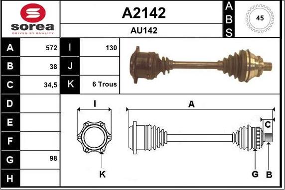 SNRA A2142 - Приводний вал autocars.com.ua