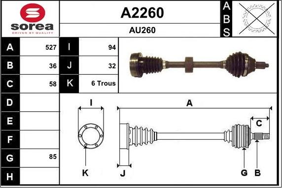 SNRA A2260 - Приводний вал autocars.com.ua