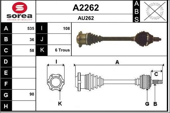 SNRA A2262 - Приводний вал autocars.com.ua