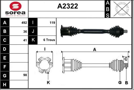 SNRA A2322 - Приводний вал autocars.com.ua