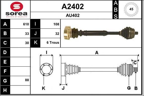 SNRA A2402 - Приводний вал autocars.com.ua