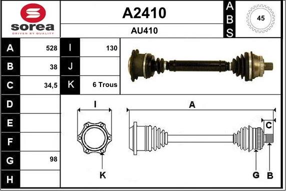 SNRA A2410 - Приводной вал avtokuzovplus.com.ua