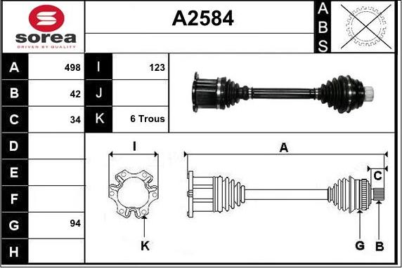 SNRA A2584 - Приводной вал avtokuzovplus.com.ua