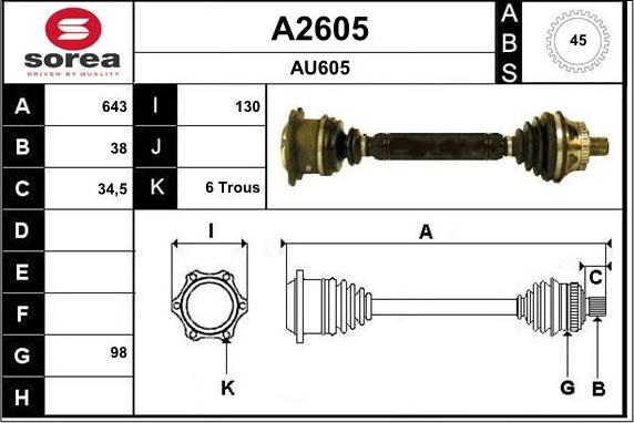 SNRA A2605 - Приводной вал avtokuzovplus.com.ua