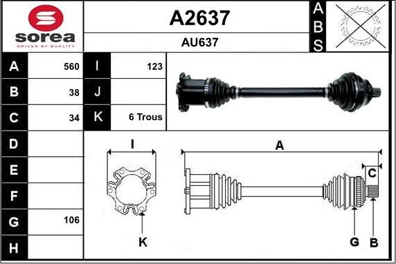 SNRA A2637 - Приводний вал autocars.com.ua