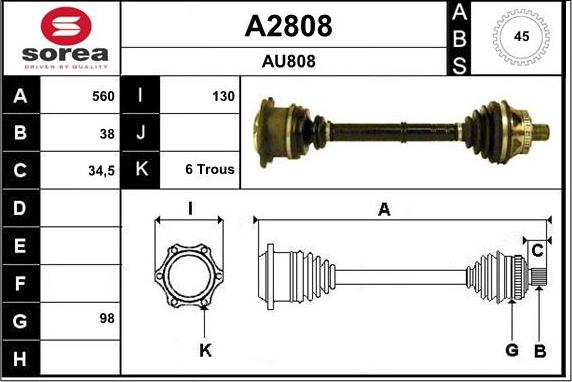 SNRA A2808 - Приводний вал autocars.com.ua