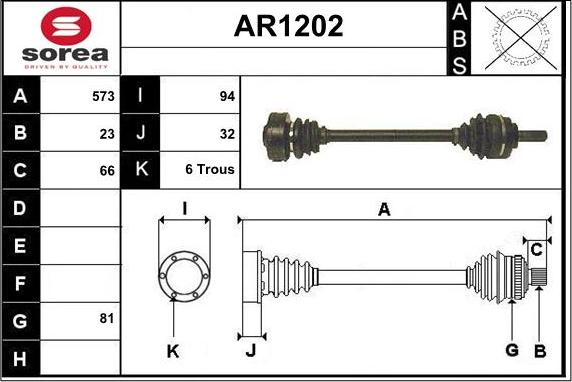 SNRA AR1202 - Приводний вал autocars.com.ua