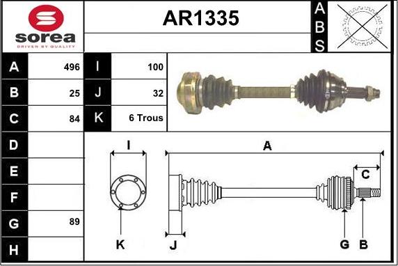 SNRA AR1335 - Приводний вал autocars.com.ua