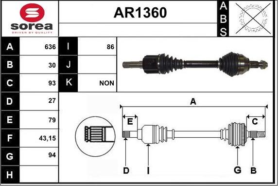 SNRA AR1360 - Приводний вал autocars.com.ua