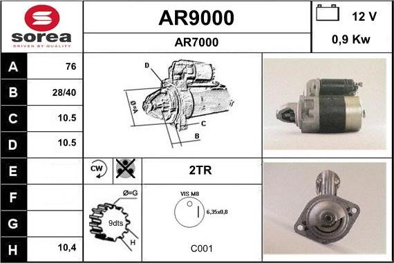 SNRA AR9000 - Стартер avtokuzovplus.com.ua