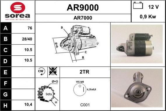 SNRA AR9000 - Стартер autocars.com.ua