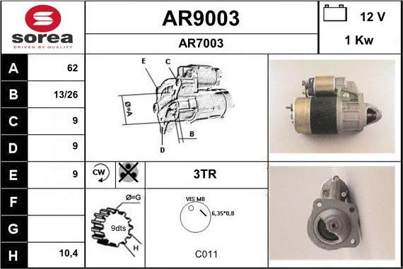 SNRA AR9003 - Стартер avtokuzovplus.com.ua