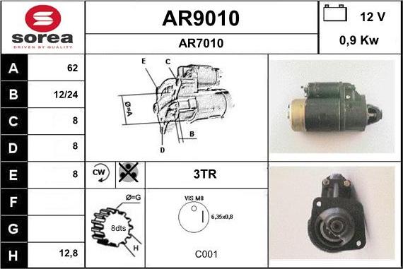 SNRA AR9010 - Стартер autocars.com.ua