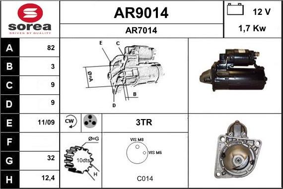 SNRA AR9014 - Стартер autocars.com.ua