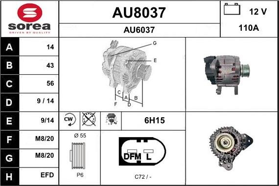 SNRA AU8037 - Генератор autocars.com.ua