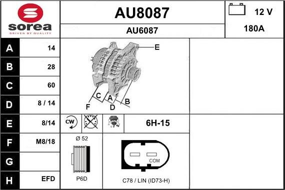 SNRA AU8087 - Генератор autocars.com.ua