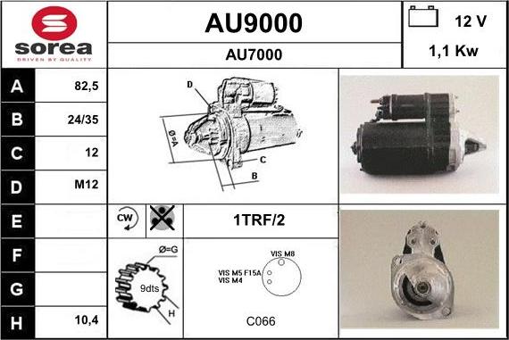 SNRA AU9000 - Стартер autocars.com.ua