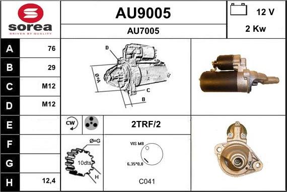 SNRA AU9005 - Стартер autocars.com.ua