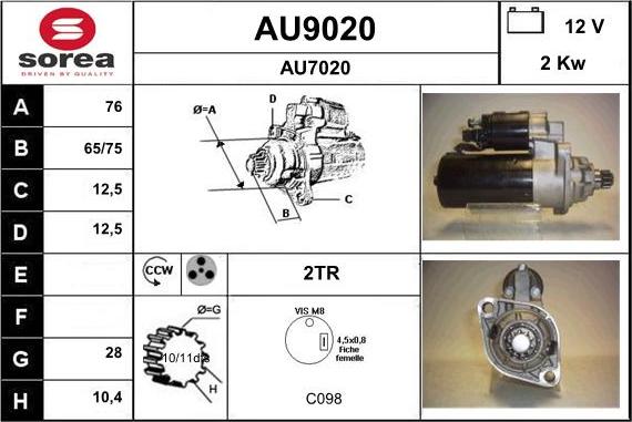 SNRA AU9020 - Стартер autocars.com.ua