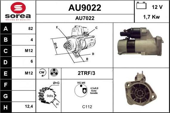 SNRA AU9022 - Стартер autocars.com.ua