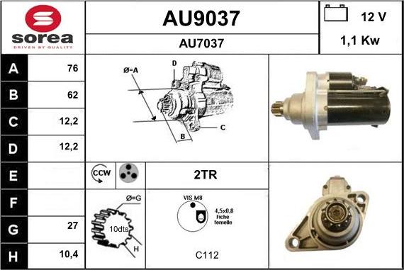 SNRA AU9037 - Стартер autocars.com.ua