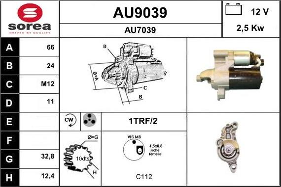 SNRA AU9039 - Стартер avtokuzovplus.com.ua