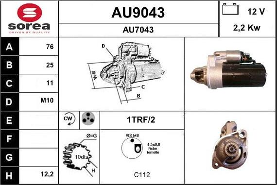 SNRA AU9043 - Стартер avtokuzovplus.com.ua