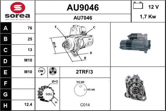 SNRA AU9046 - Стартер autocars.com.ua