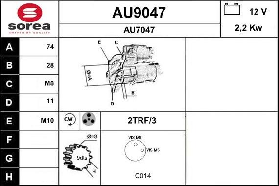 SNRA AU9047 - Стартер autocars.com.ua