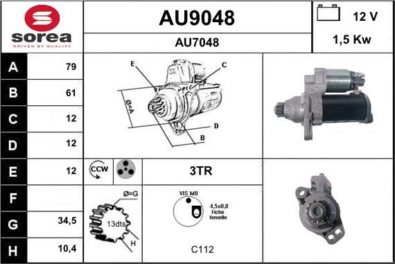 SNRA AU9048 - Стартер autocars.com.ua