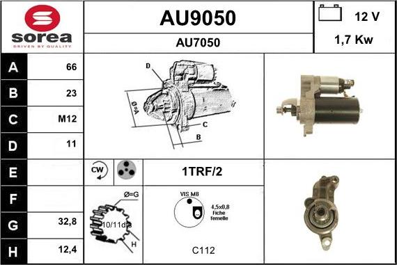 SNRA AU9050 - Стартер autocars.com.ua