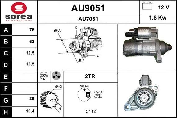 SNRA AU9051 - Стартер avtokuzovplus.com.ua