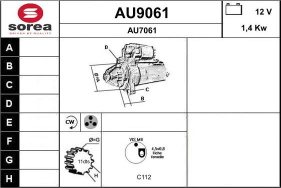 SNRA AU9061 - Стартер autocars.com.ua