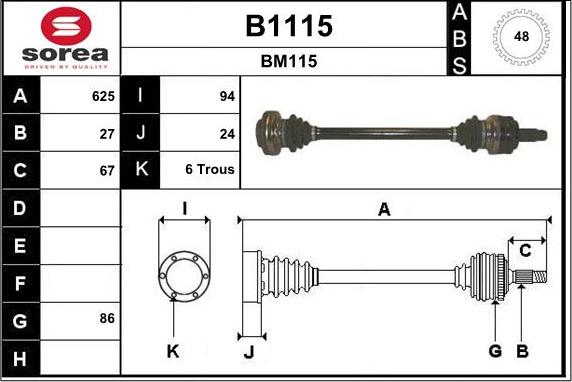 SNRA B1115 - Приводний вал autocars.com.ua