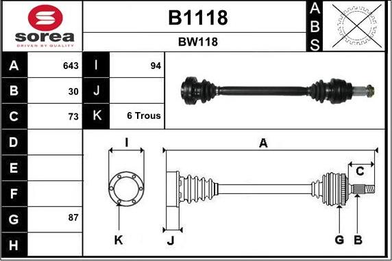 SNRA B1118 - Приводний вал autocars.com.ua