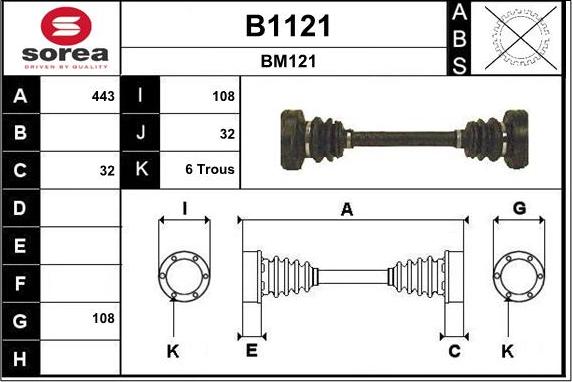 SNRA B1121 - Приводний вал autocars.com.ua