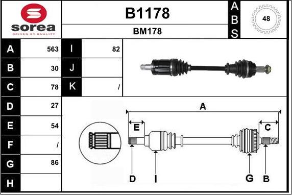 SNRA B1178 - Приводний вал autocars.com.ua