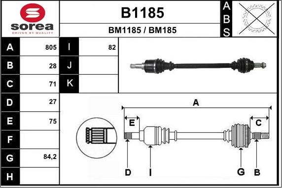 SNRA B1185 - Приводний вал autocars.com.ua