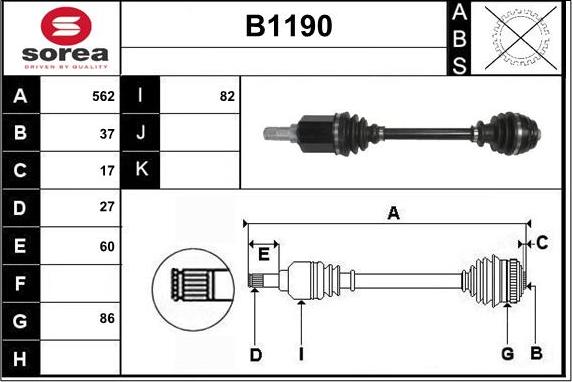 SNRA B1190 - Приводной вал avtokuzovplus.com.ua