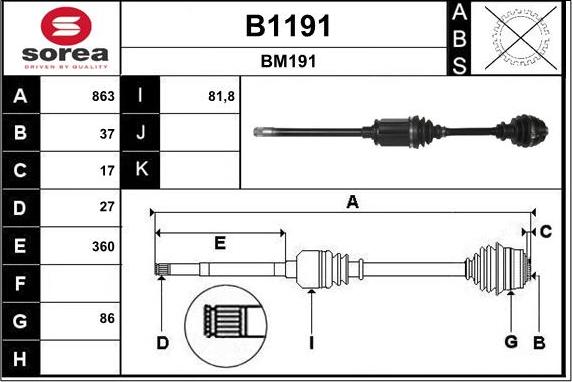 SNRA B1191 - Приводной вал avtokuzovplus.com.ua