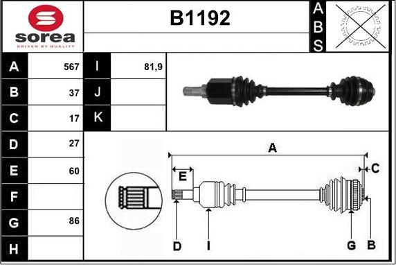 SNRA B1192 - Приводной вал avtokuzovplus.com.ua