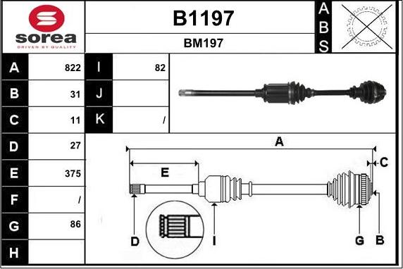 SNRA B1197 - Приводний вал autocars.com.ua