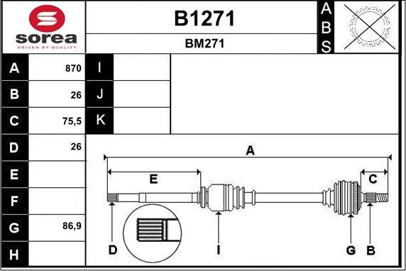 SNRA B1271 - Приводний вал autocars.com.ua