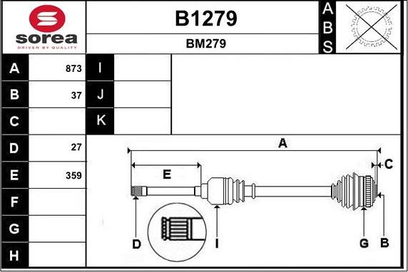 SNRA B1279 - Приводний вал autocars.com.ua