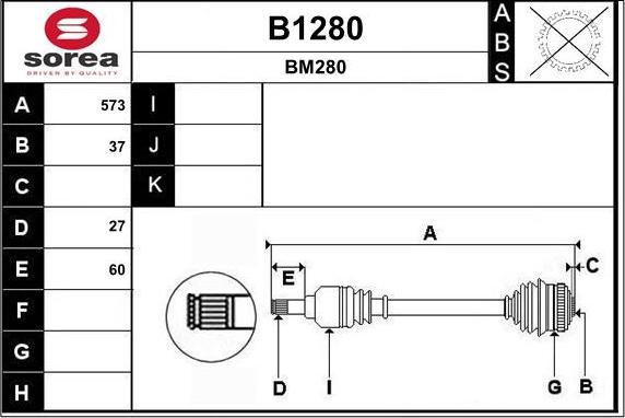 SNRA B1280 - Приводний вал autocars.com.ua