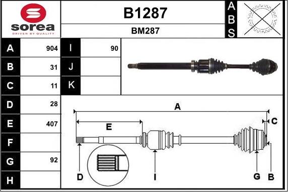 SNRA B1287 - Приводной вал avtokuzovplus.com.ua