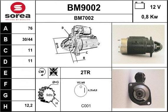 SNRA BM9002 - Стартер autocars.com.ua